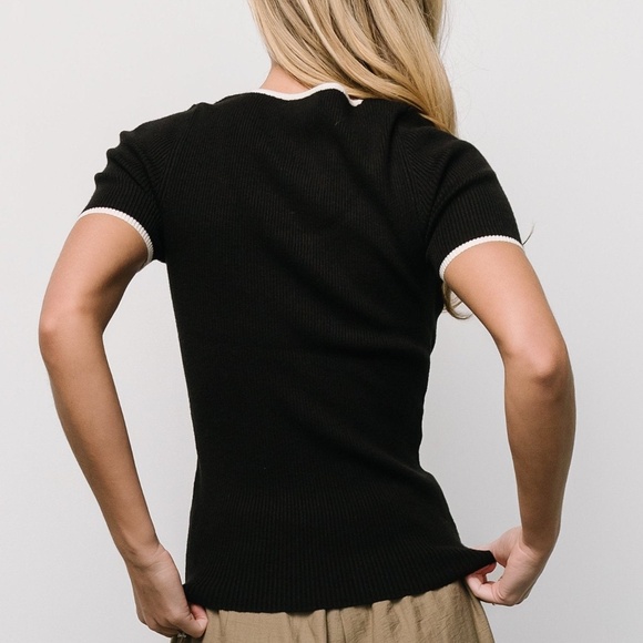 Baltic Born Dena Ribbed Top | Black + White Size 1XL1XL - Picture 4 of 4